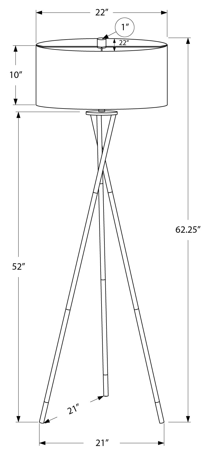 LIGHTING – 62"H TRIPOD FLOOR LAMP BLACK METAL / IVORY # I 9756