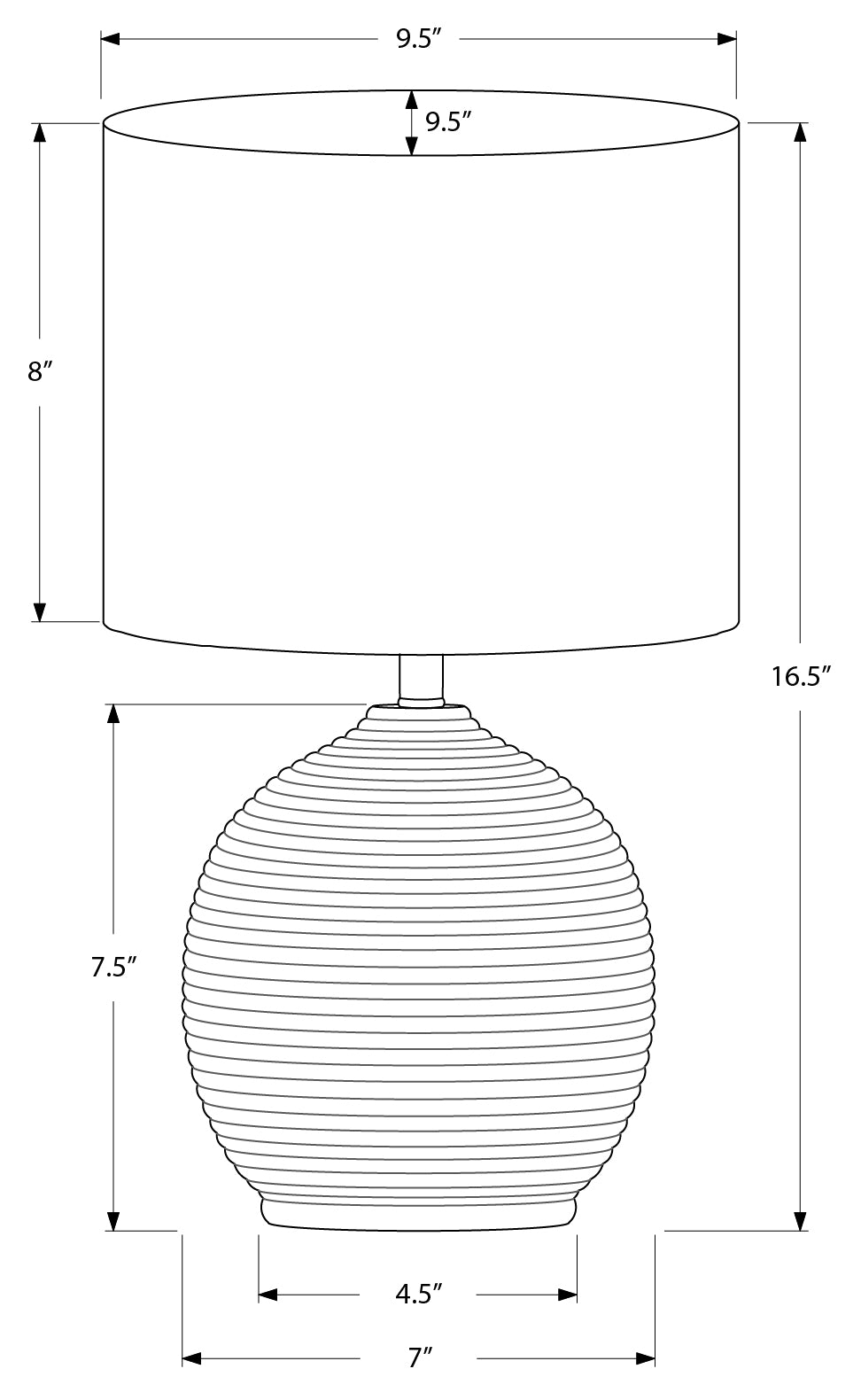 LUMINAIRES – LAMPE DE TABLE 40,6 cm (16 po) DE H, RÉSINE NOIRE / ABAT-JOUR IVOIRE N° I 9764
