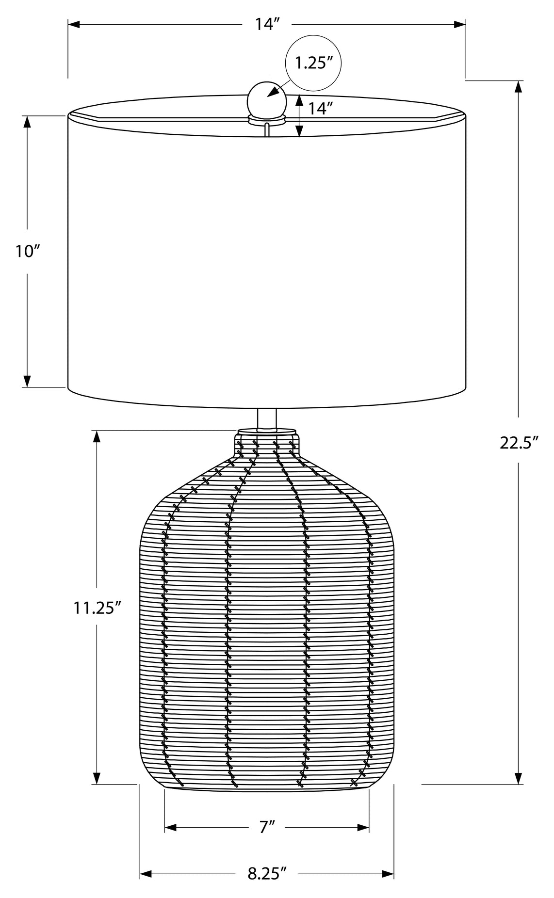 LIGHTING – 23"H TABLE LAMP BROWN RATTAN / BEIGE SHADE # I 9769
