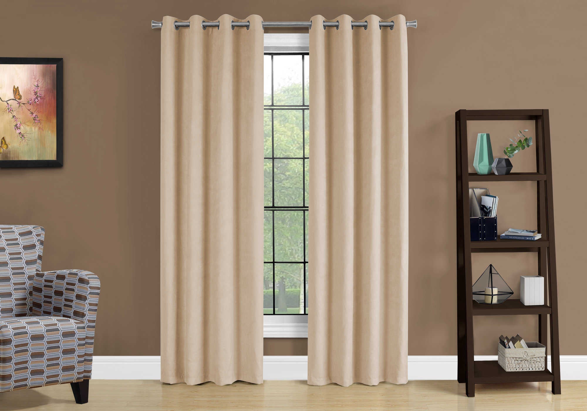 CURTAIN PANEL - 2PCS / 54"W X 84"H BEIGE ROOM DARKENING # I 9800