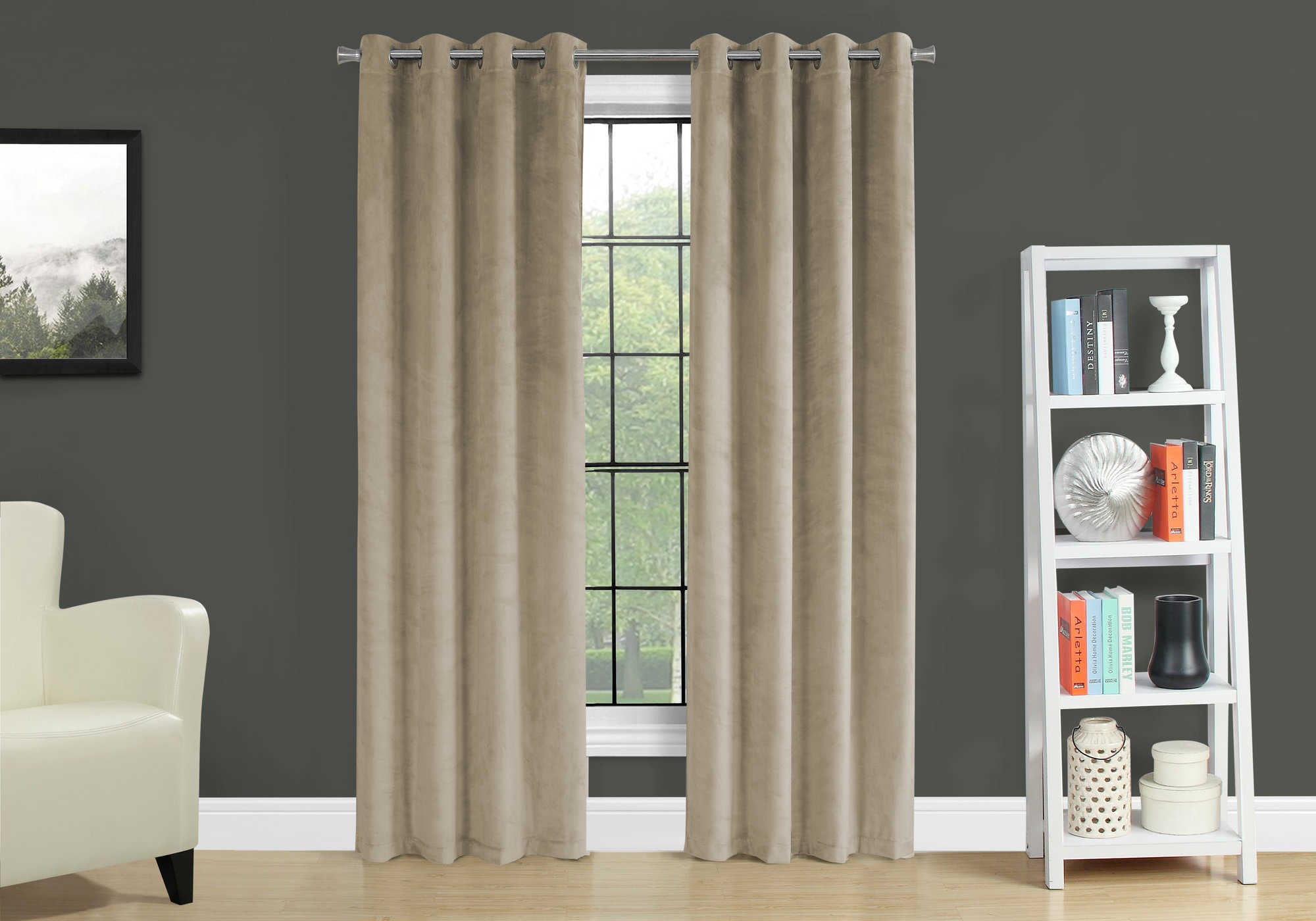 CURTAIN PANEL - 2PCS / 52"W X 84"H BEIGE ROOM DARKENING # I 9820