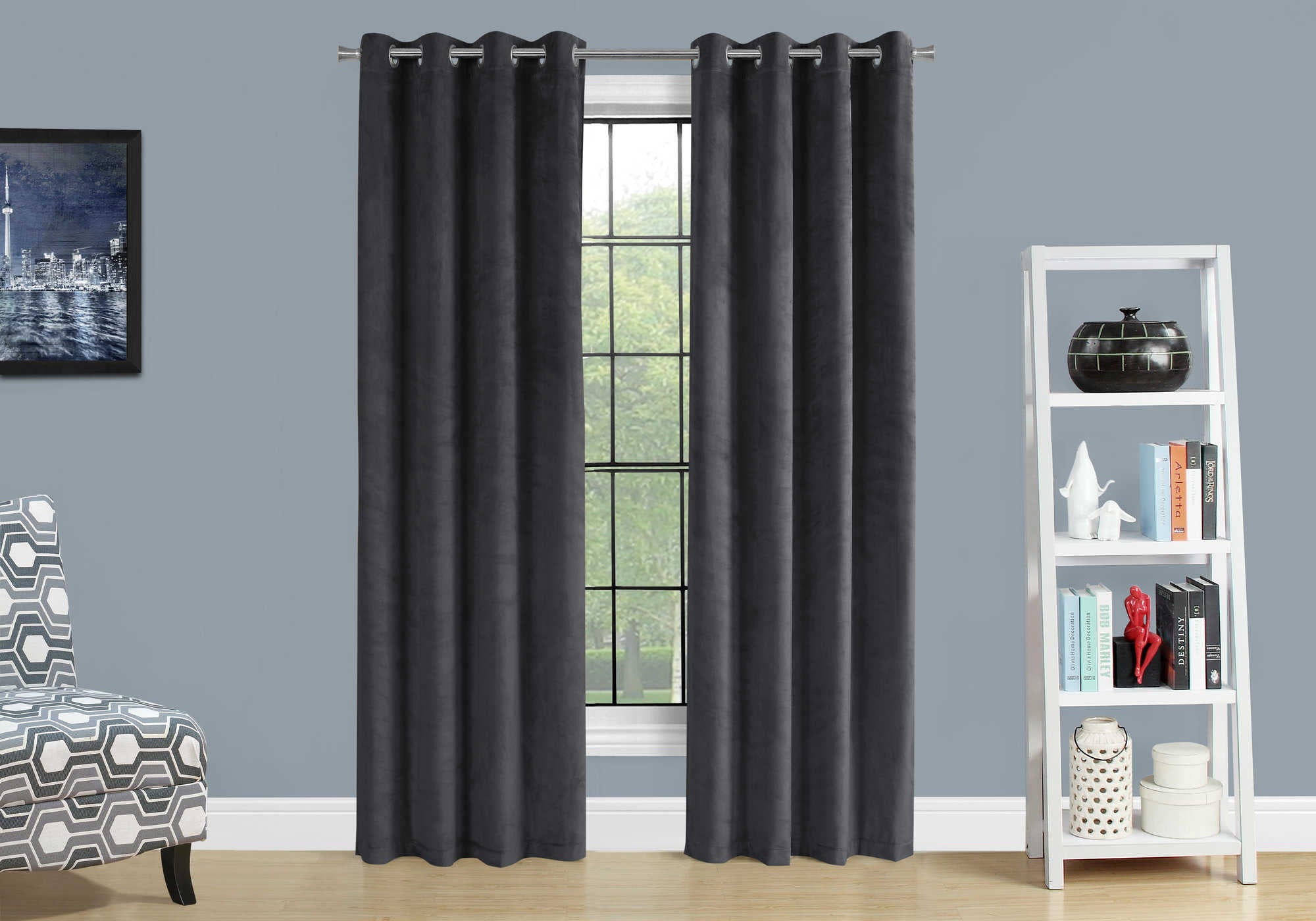 CURTAIN PANEL - 2PCS / 52"W X 95"H GREY ROOM DARKENING # I 9824