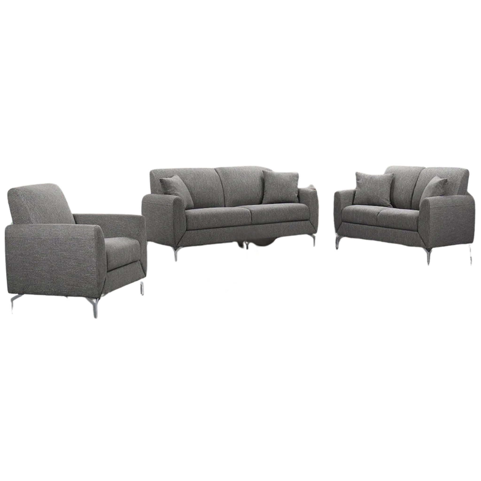 KATE - Ensemble de canapés 3 pièces en tissu gris