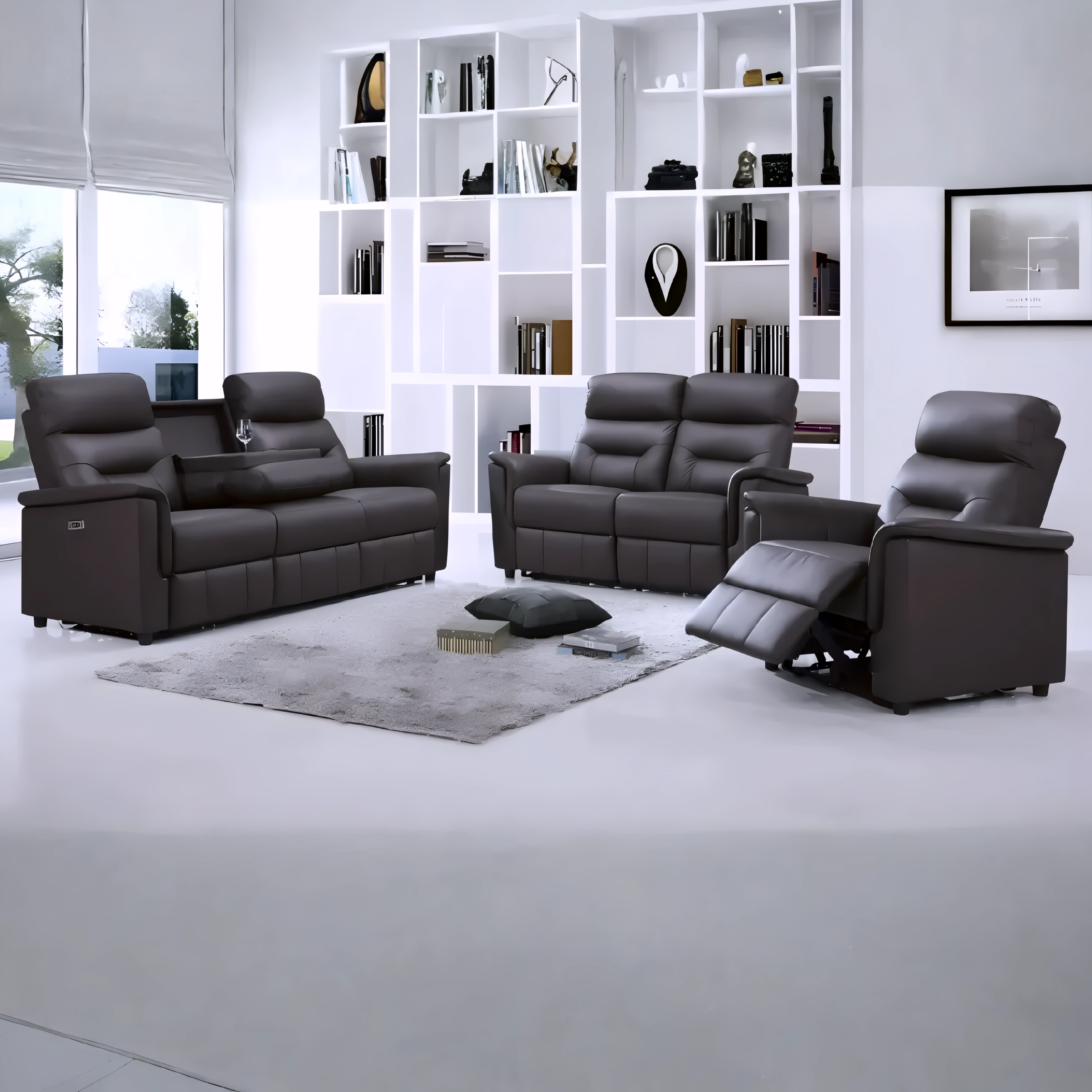 Kargus – Power Recliner Set – Genuine Leather – Espresso