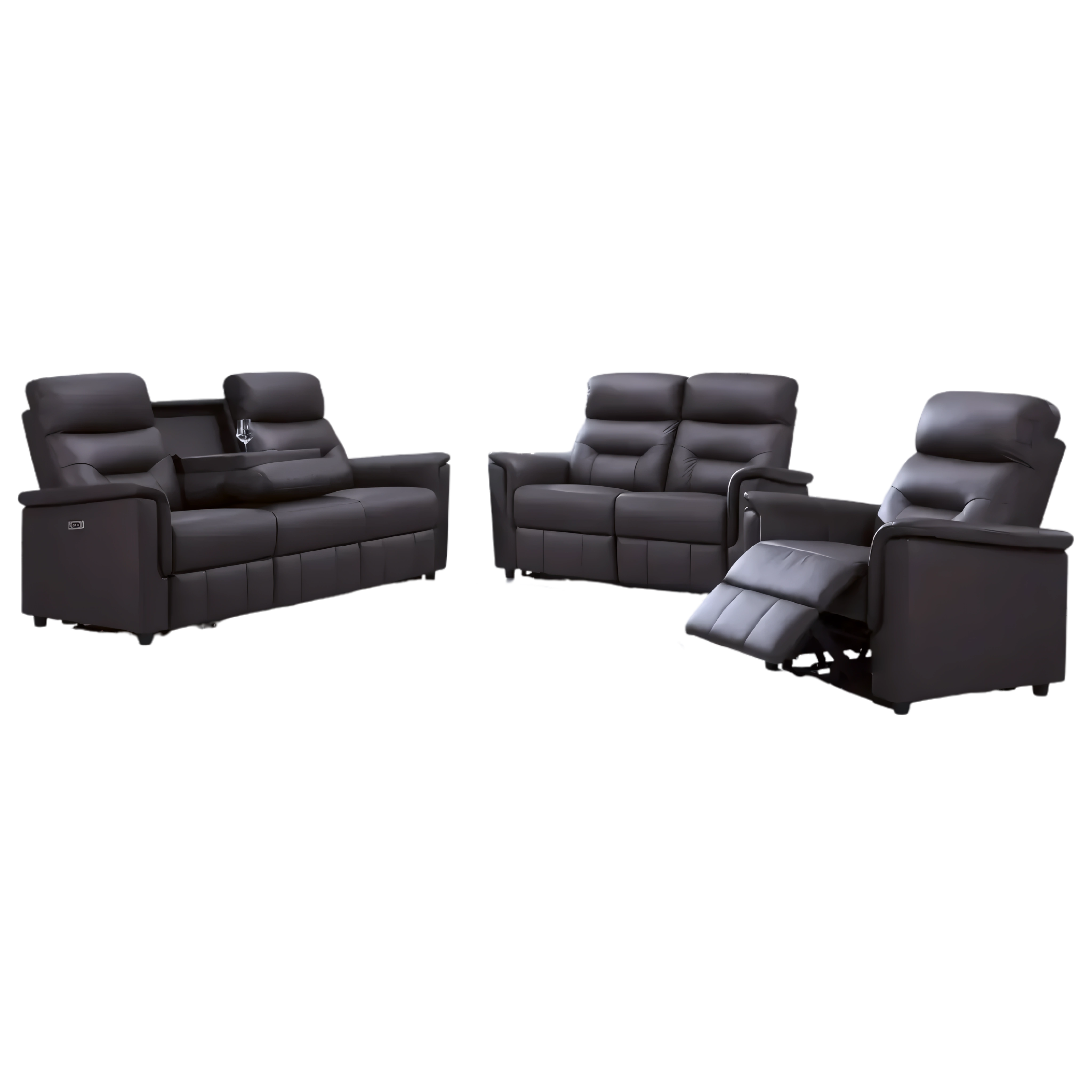 Kargus – Power Recliner Set – Genuine Leather – Espresso