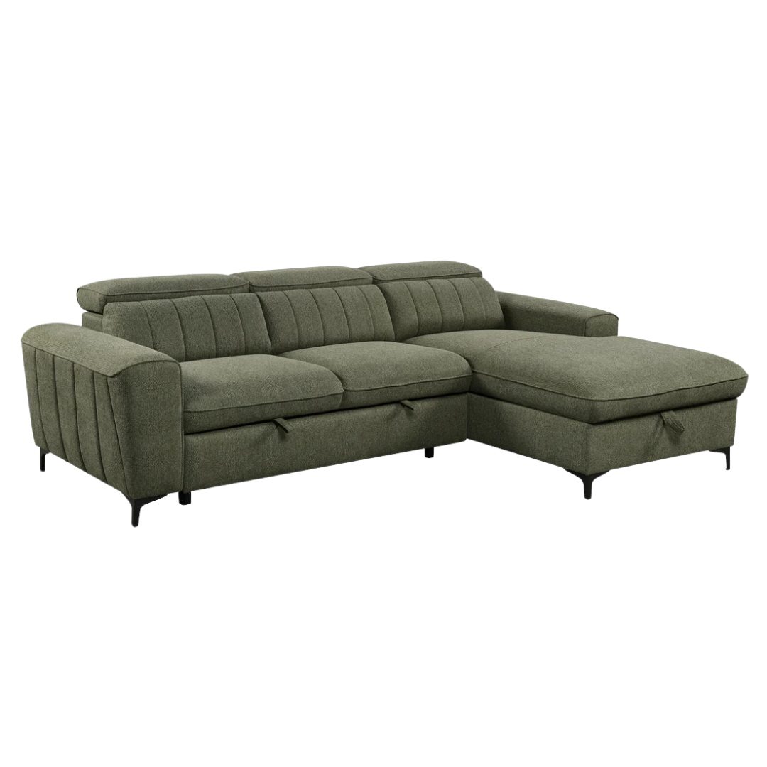 Kaviro – Canapé-lit d'angle Spfa avec rangement – Vert