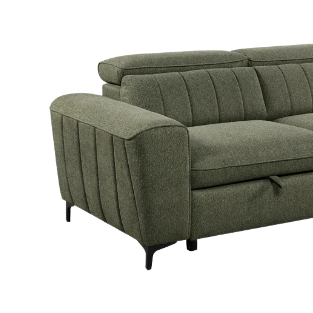 Kaviro – Canapé-lit d'angle Spfa avec rangement – Vert