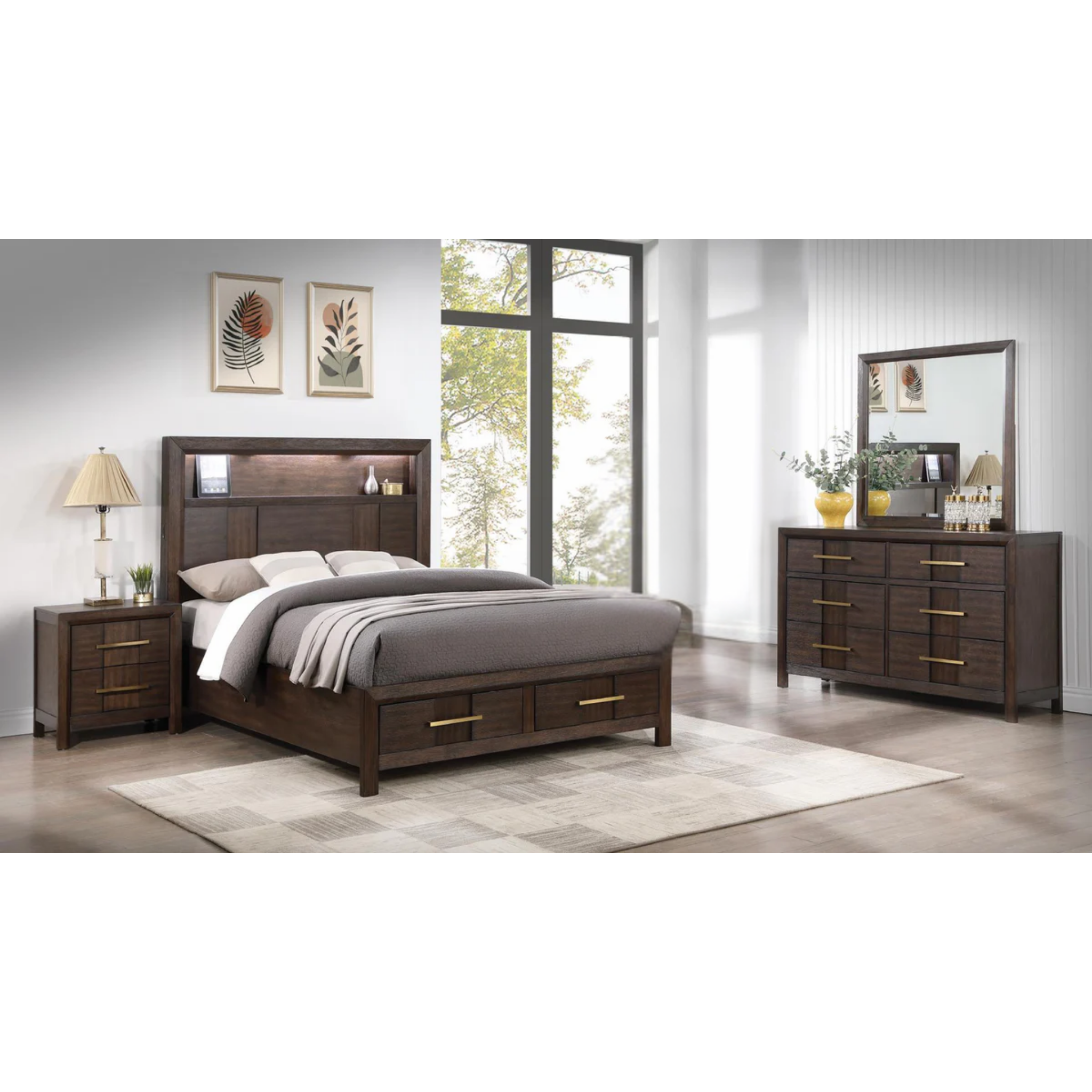 King Bedroom Set – Kenzo Walnut