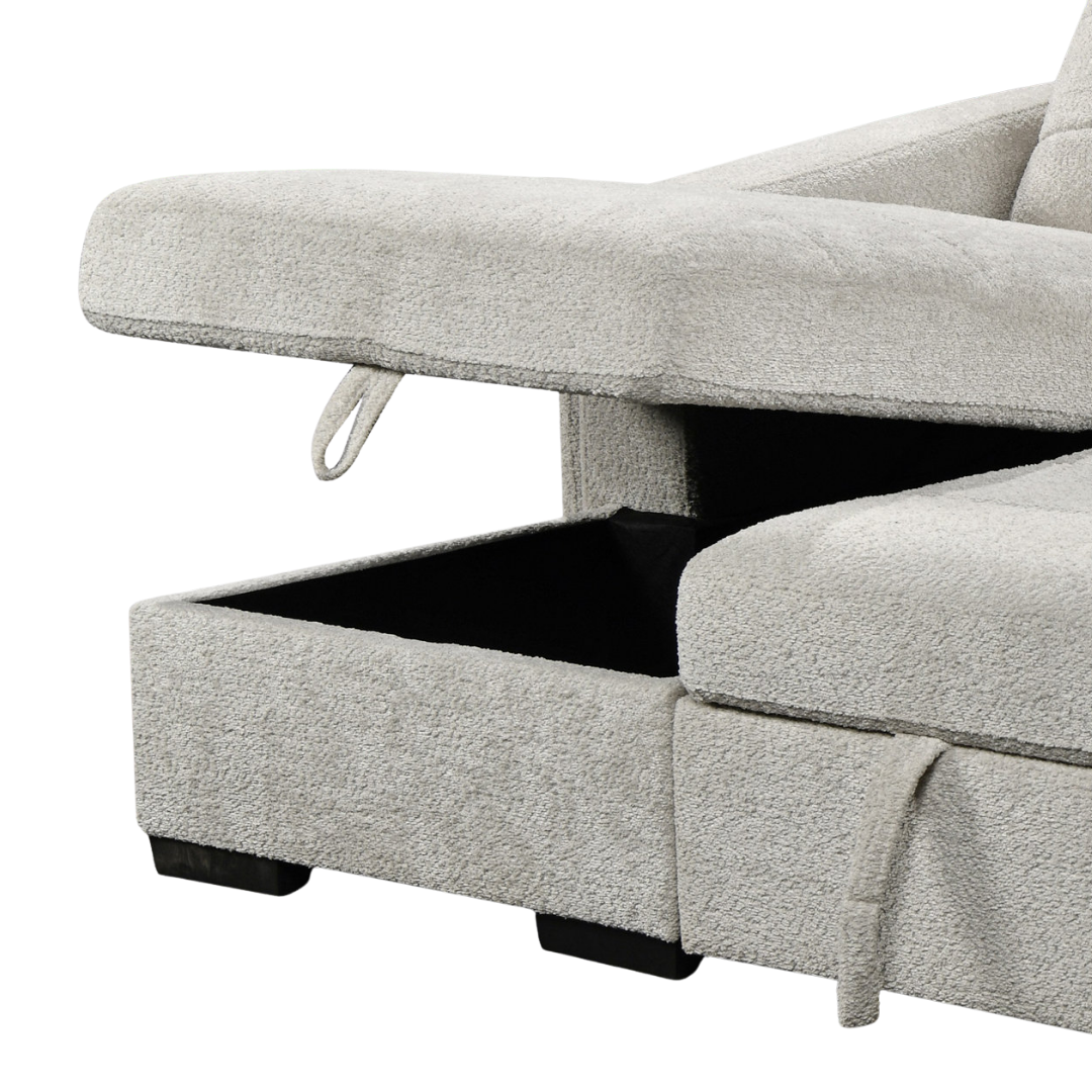 Kirouv – Canapé-lit d'angle – Boucle gris clair