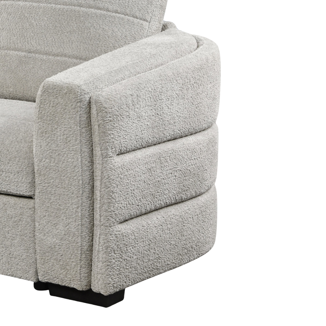 Kirouv – Canapé-lit d'angle – Boucle gris clair