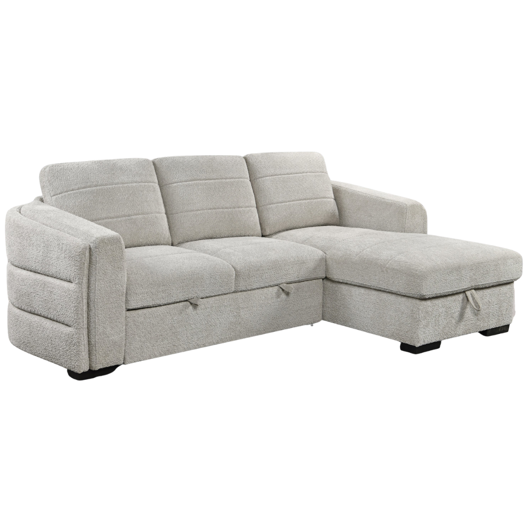 Kirouv – Canapé-lit d'angle – Boucle gris clair