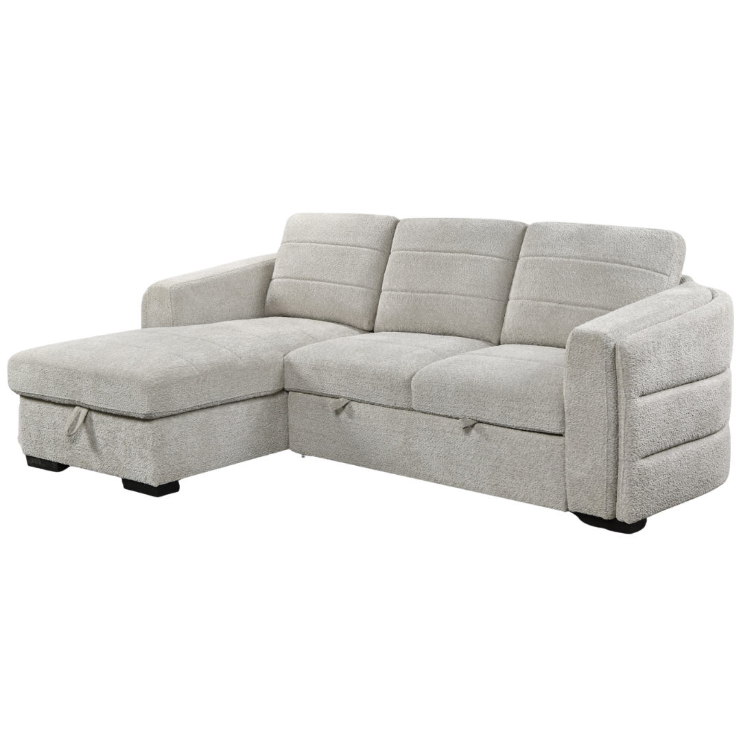 Kirouv – Canapé-lit d'angle – Boucle gris clair