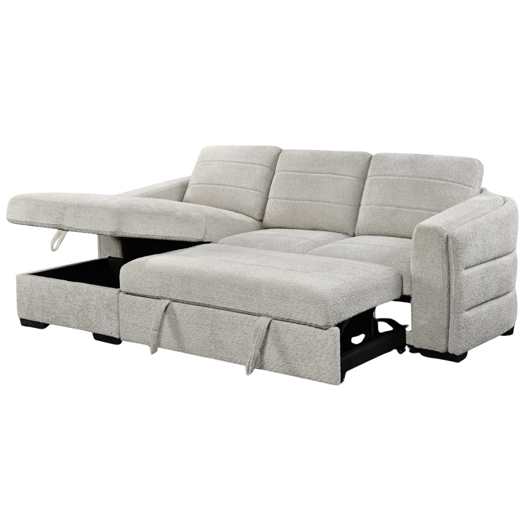 Kirouv – Canapé-lit d'angle – Boucle gris clair