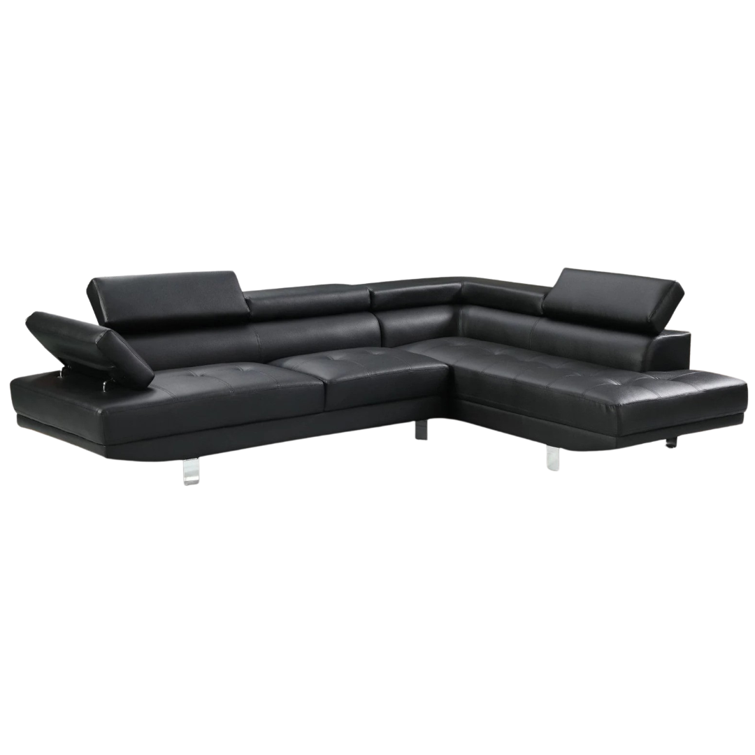 Kivo – Canapé Sectionnel – Simili Cuir Noir