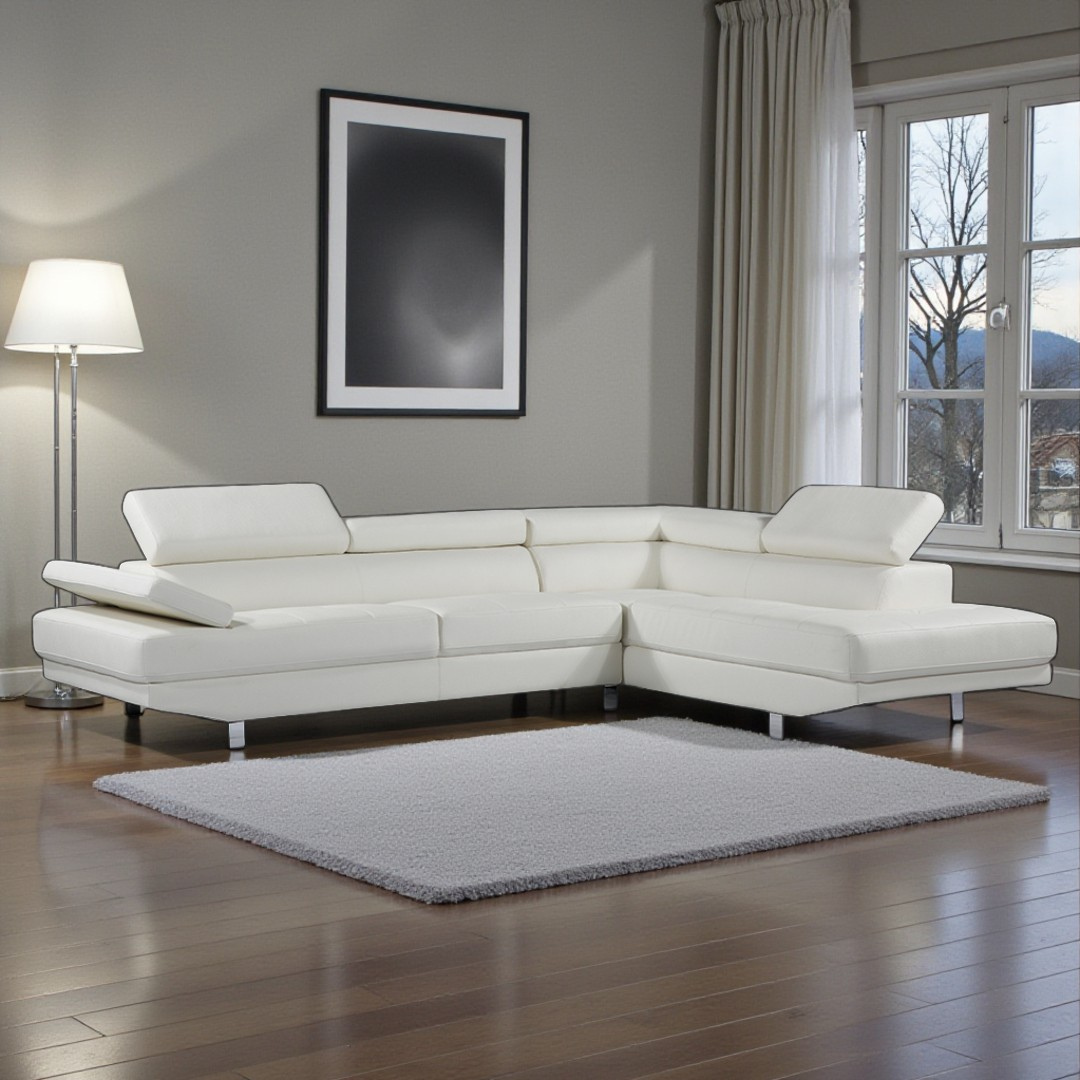 Kivo – Sofa Sectional – White Faux Leather