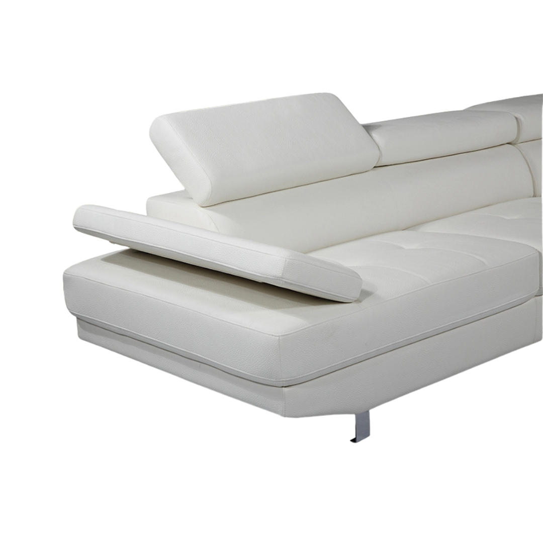 Kivo – Canapé Sectionnel – Simili Cuir Blanc