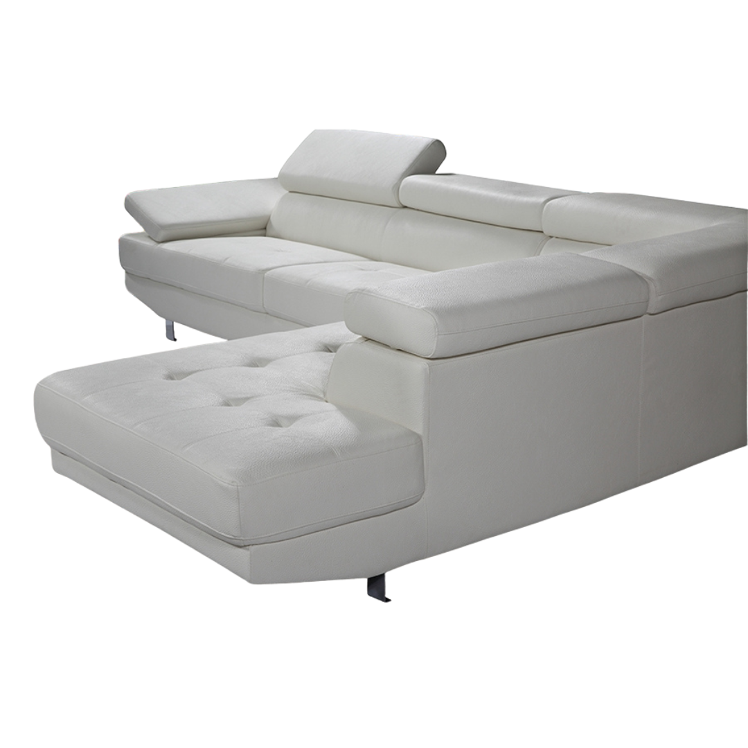 Kivo – Canapé Sectionnel – Simili Cuir Blanc