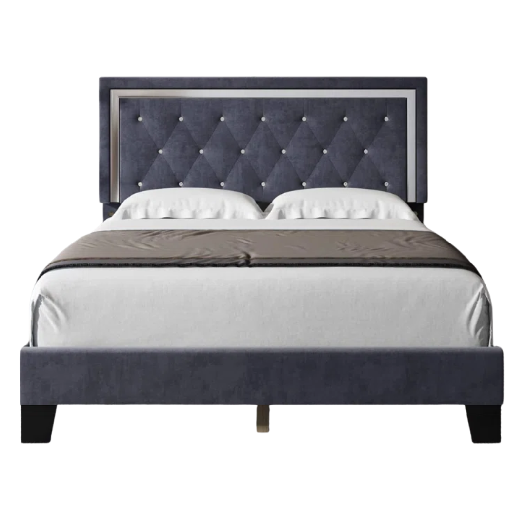 Ardenzo – Lit King en velours – Gris