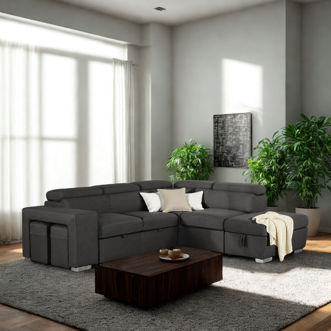 Laya – Canapé-lit d'angle – Anthracite