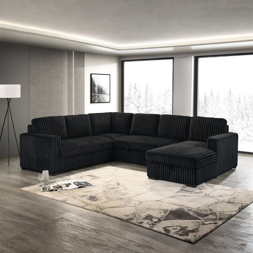 Lirven – Canapé-lit d'angle – Noir