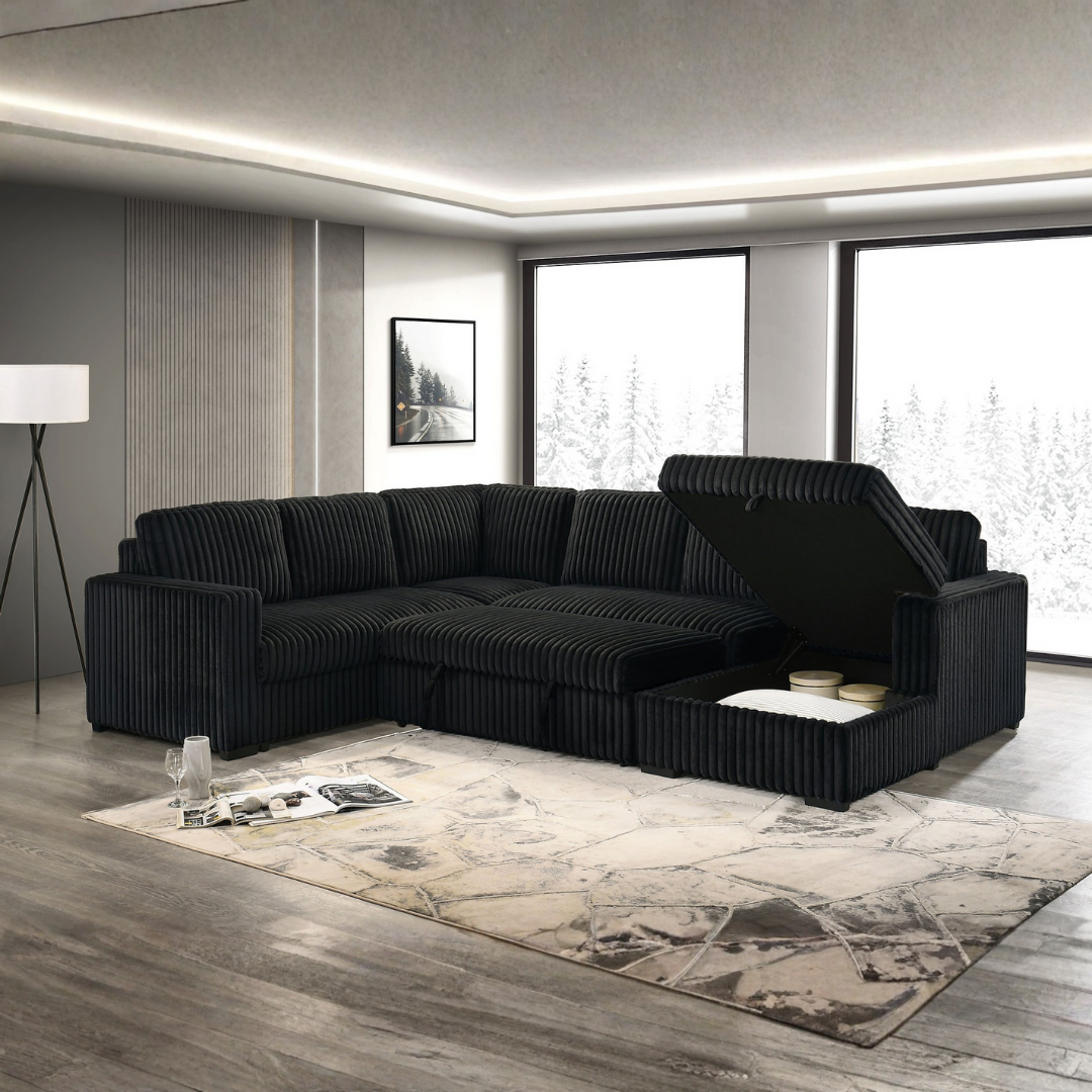 Lirven – Canapé-lit d'angle – Noir