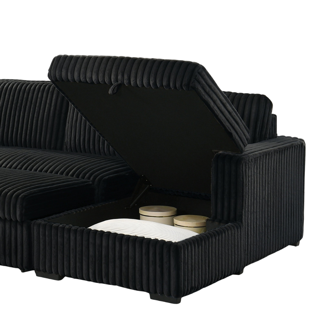 Lirven – Canapé-lit d'angle – Noir