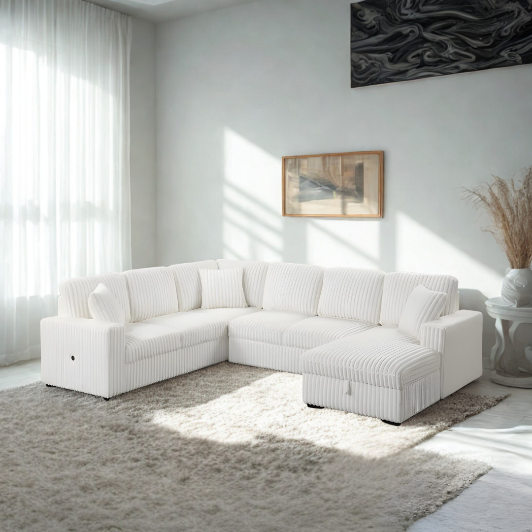 Lirven – Canapé-lit d'angle – Blanc