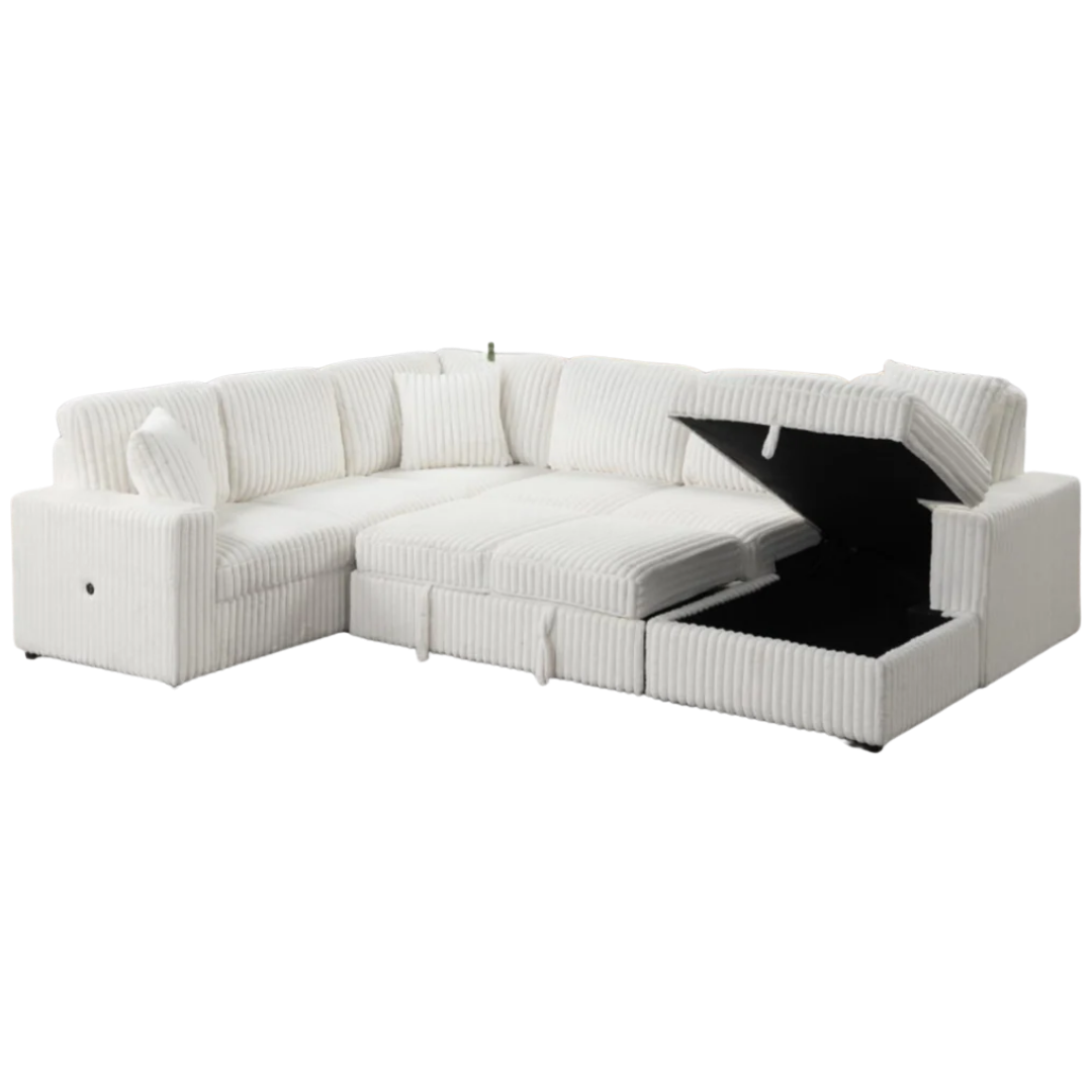 Lirven – Canapé-lit d'angle – Blanc