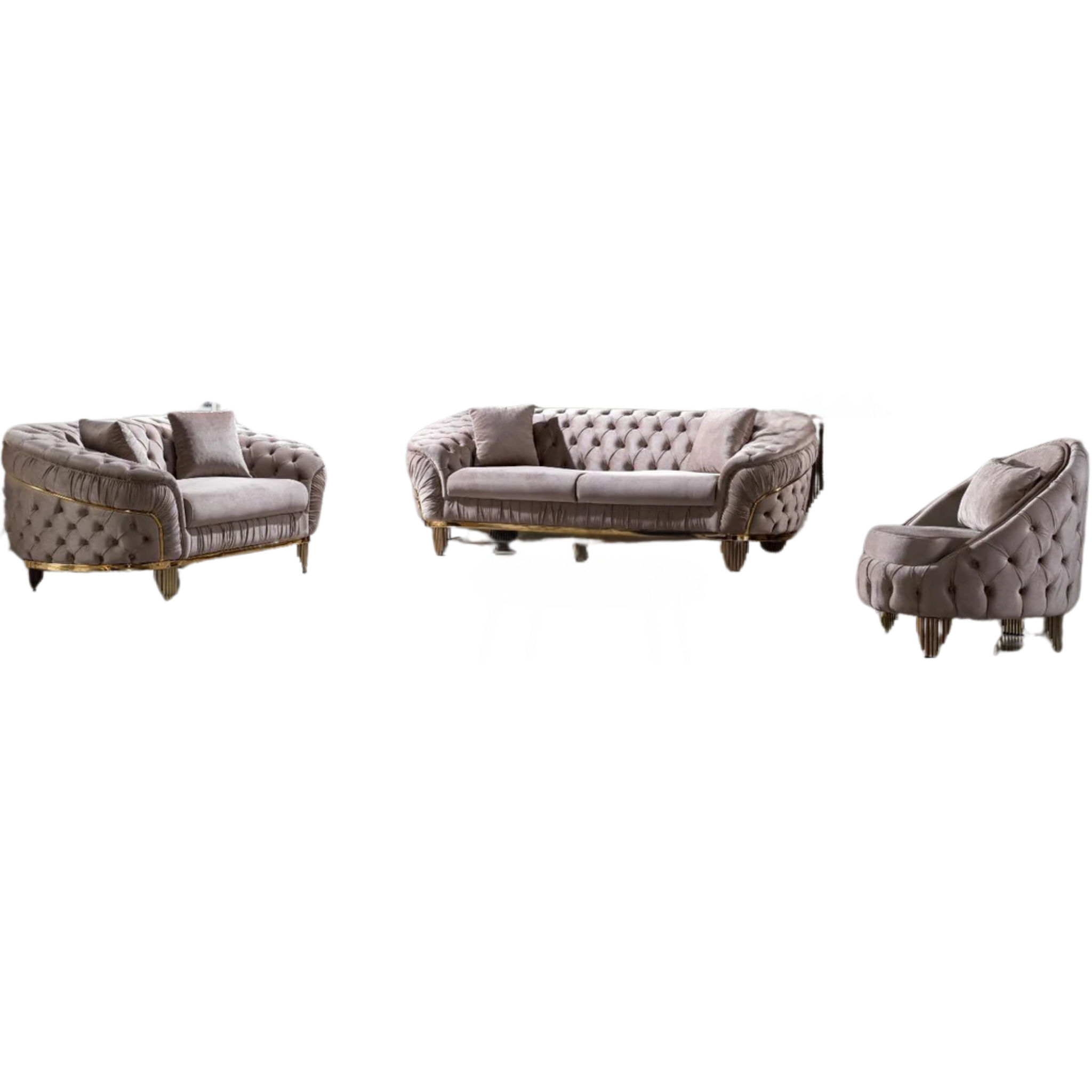 VANESSA - Ensemble de canapés 3 pièces en tissu taupe