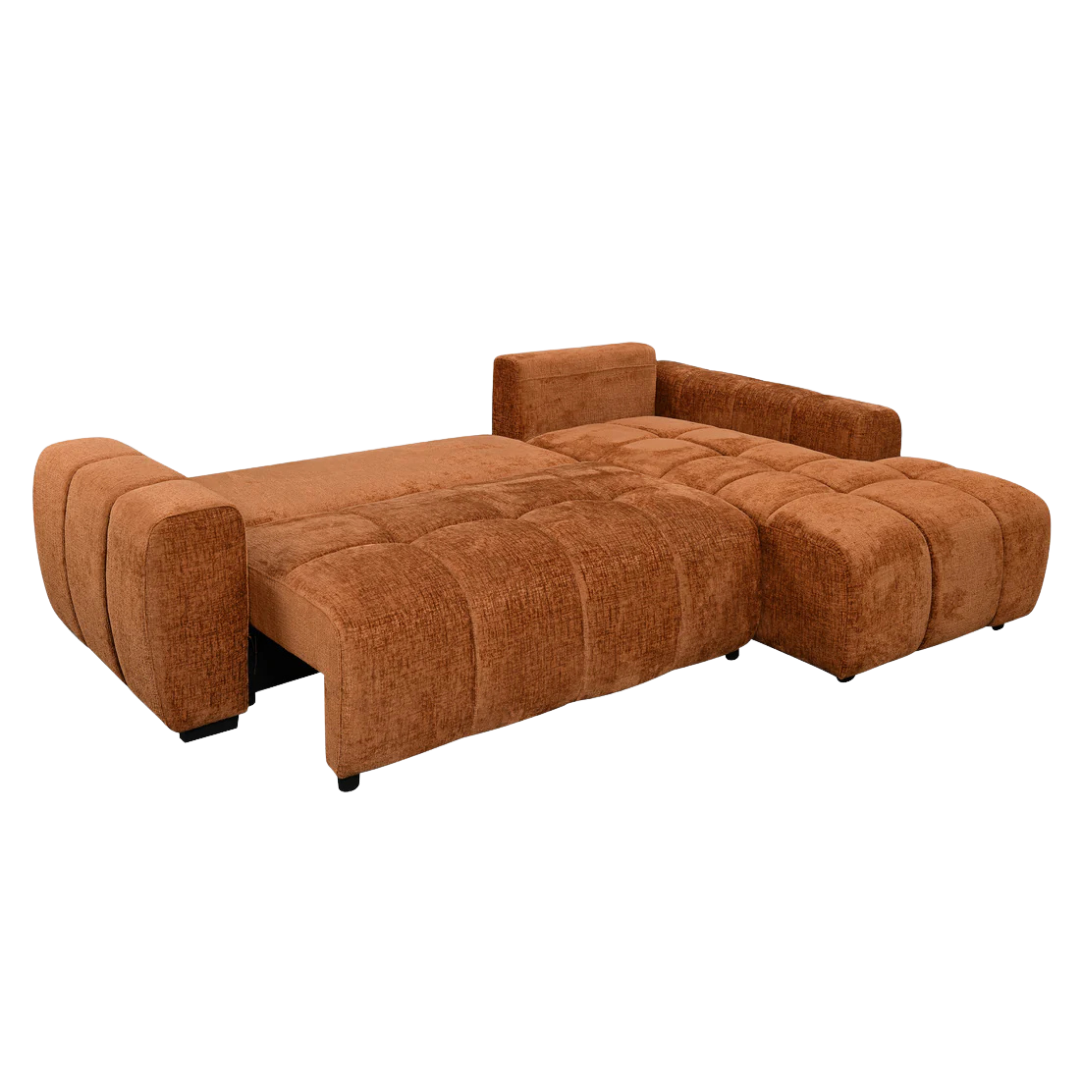 Lomira – Canapé-lit d'angle – Méridienne droite – Orange