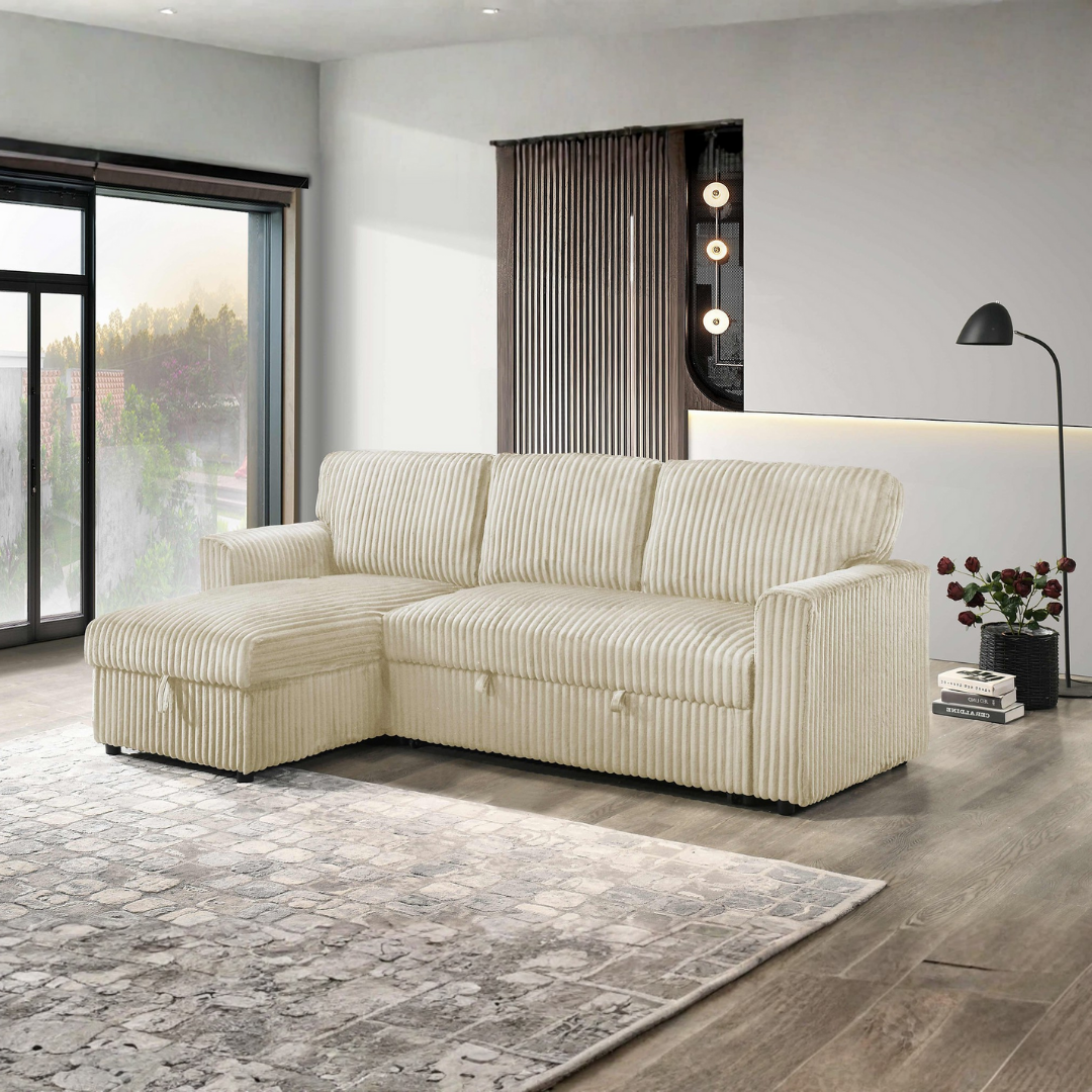 Loremo – Canapé-lit d'angle réversible – Crème