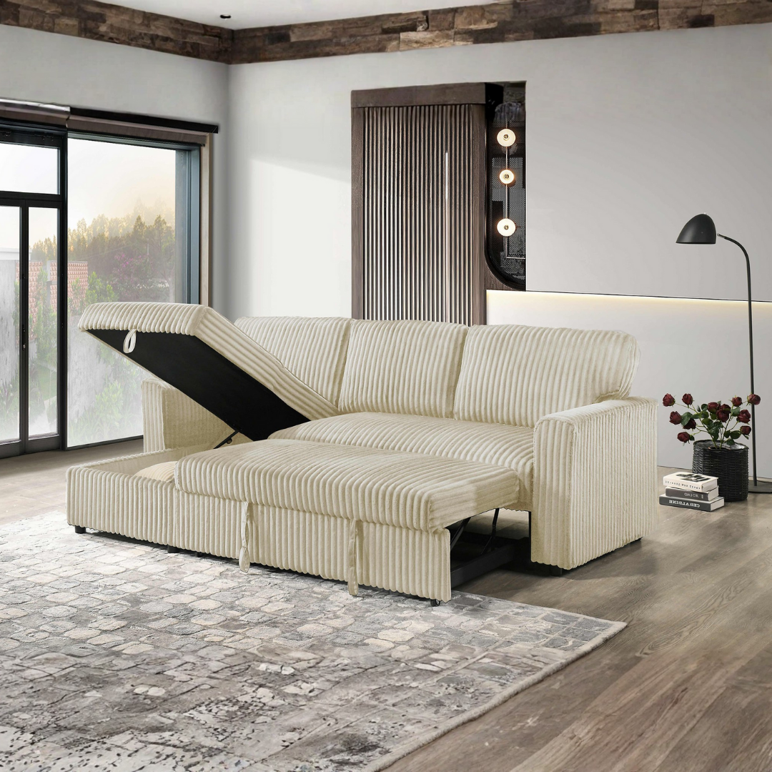 Loremo – Canapé-lit d'angle réversible – Crème