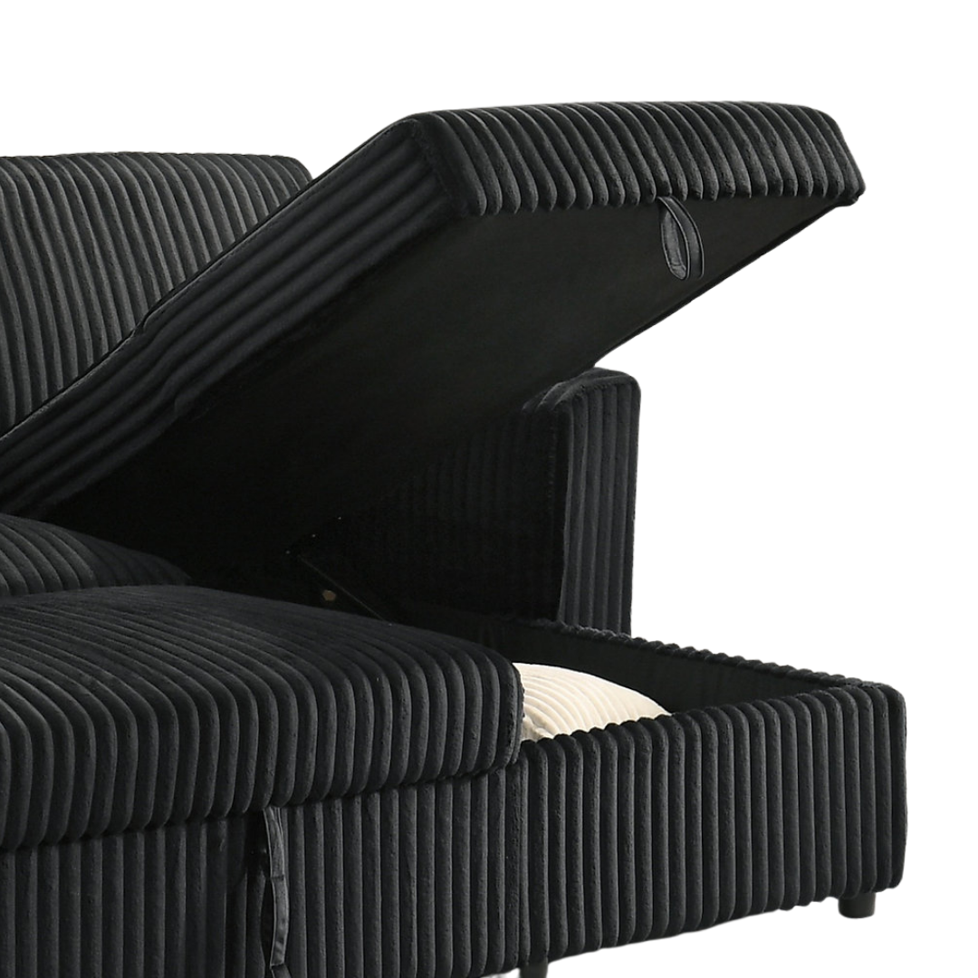 Loremo – Canapé-lit d'angle réversible – Noir