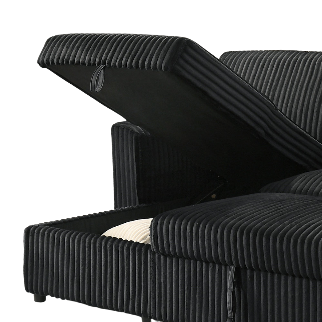 Loremo – Canapé-lit d'angle réversible – Noir