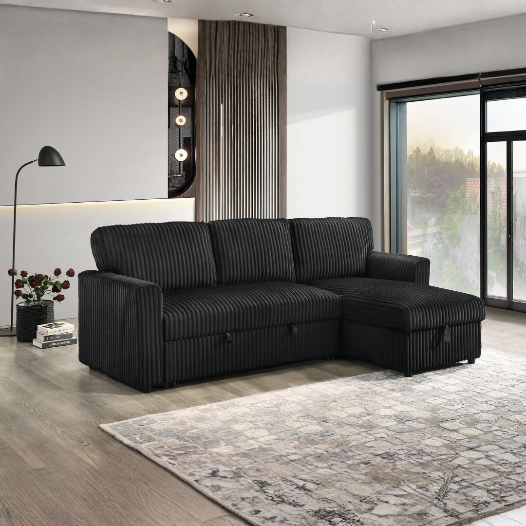 Loremo – Reversible Sofa Bed Sectional – Black
