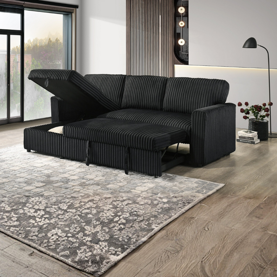 Loremo – Canapé-lit d'angle réversible – Noir