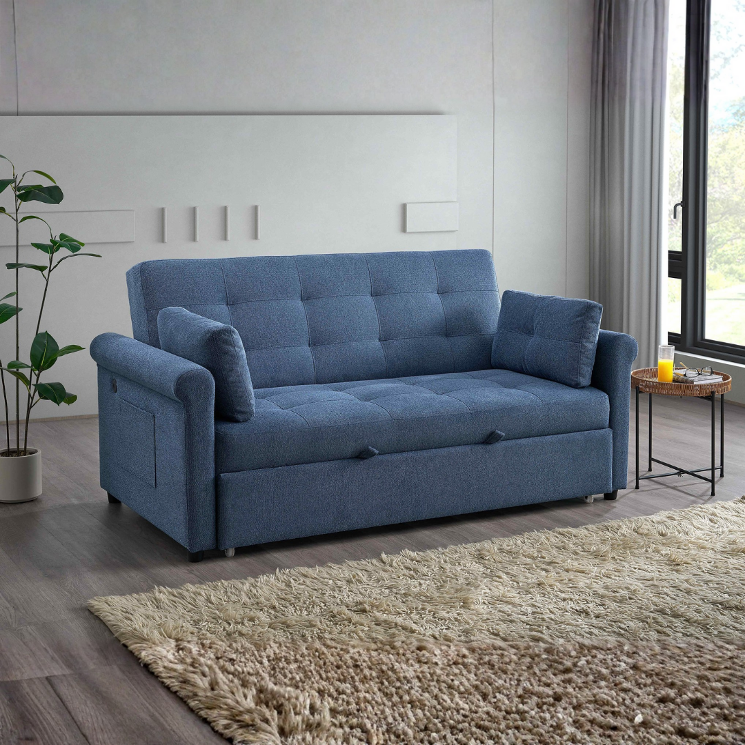 Loriva – Canapé-lit – Bleu ardoise – 163 cm