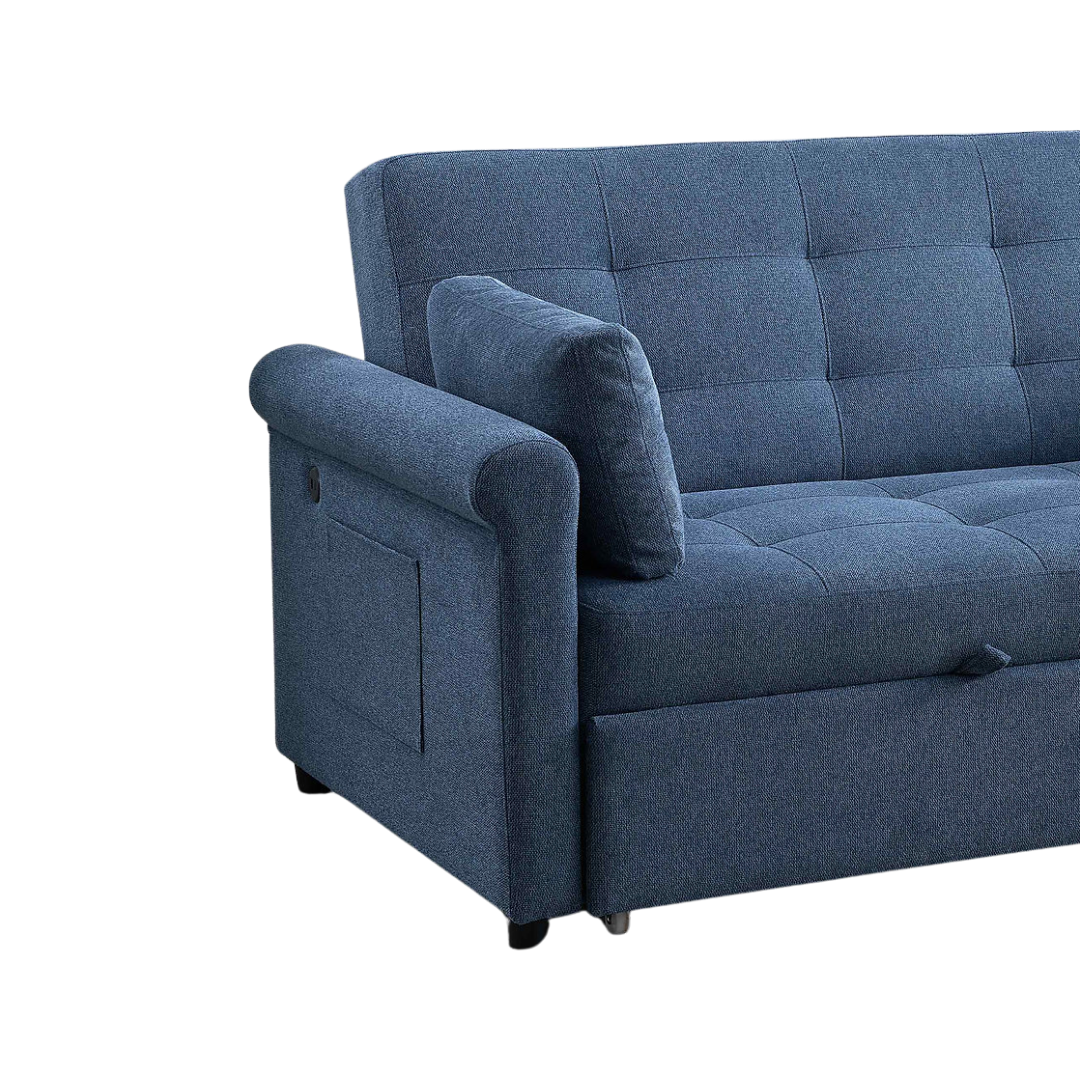 Loriva – Canapé-lit – Bleu ardoise – 163 cm