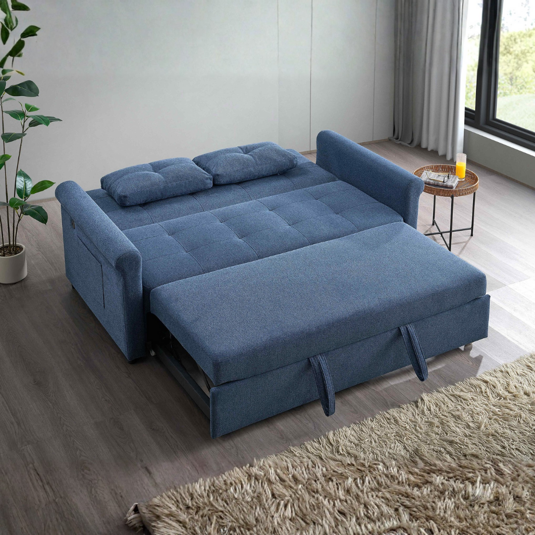 Loriva – Canapé-lit – Bleu ardoise – 163 cm