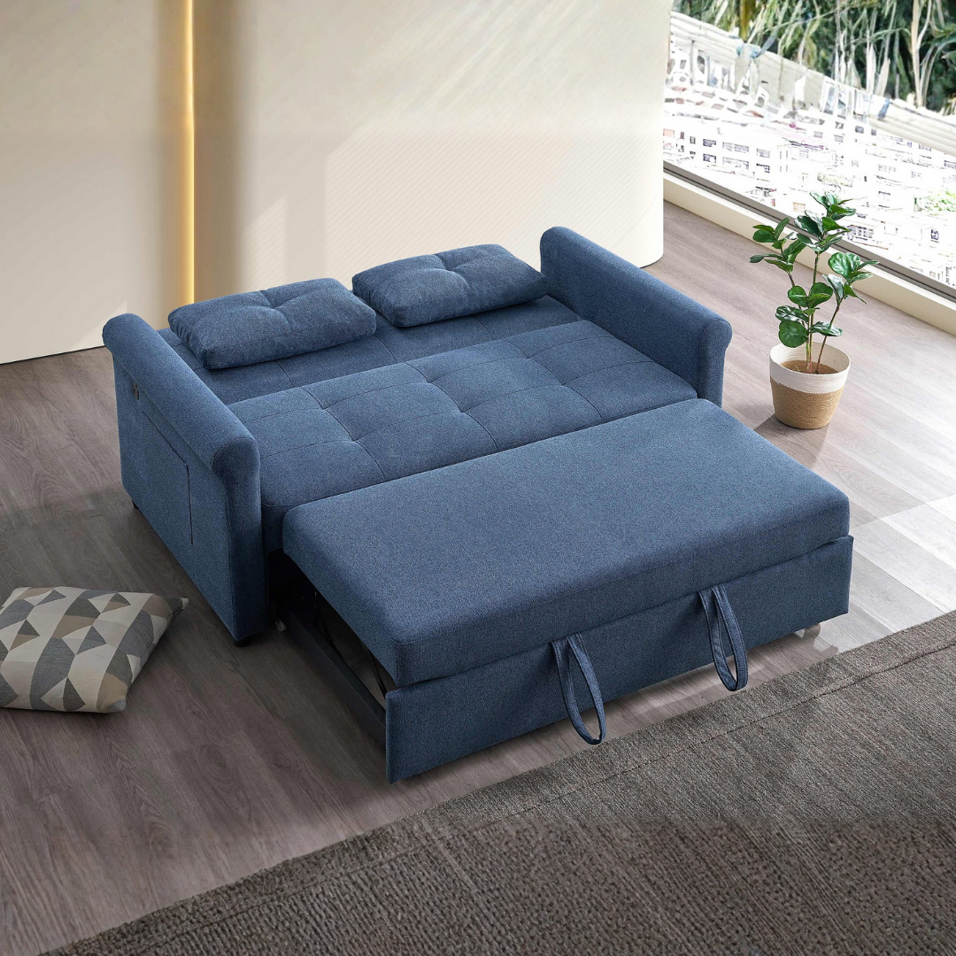 Loriva – Canapé-lit – Bleu ardoise – 178 cm
