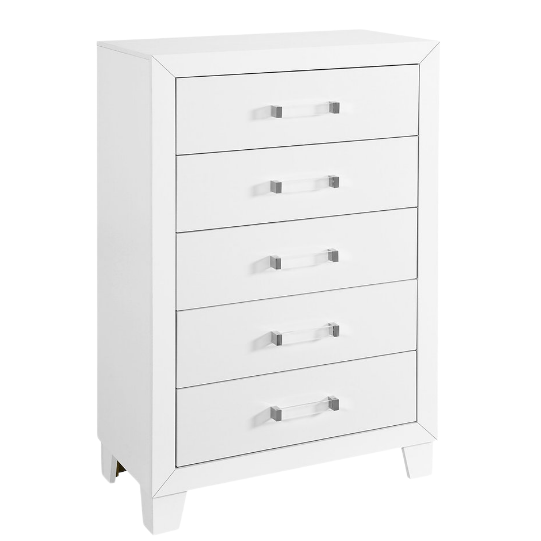 Ivoria – Commode 5 tiroirs – Blanc brillant