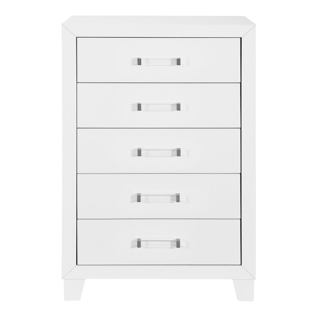 Ivoria – Commode 5 tiroirs – Blanc brillant