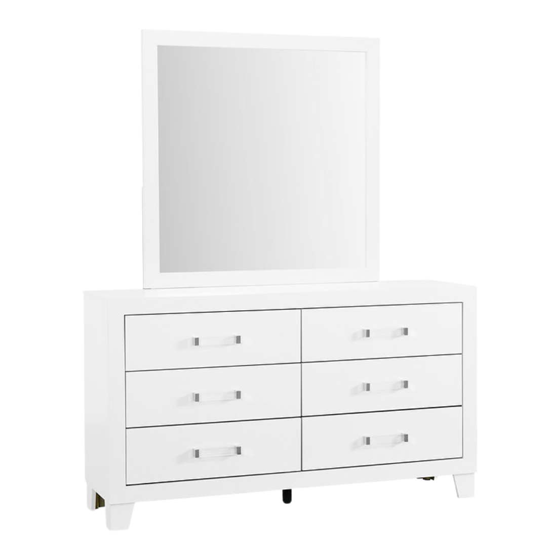 Ivoria – Commode 6 tiroirs avec miroir – Blanche