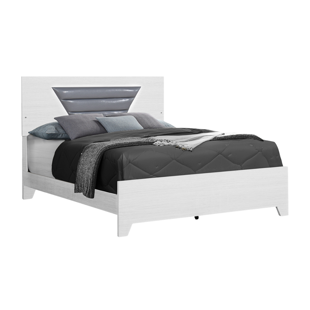 Ensemble chambre Lumera queen 6 pièces blanc PU avec tête de lit LED intégrée – Bonito Montréal