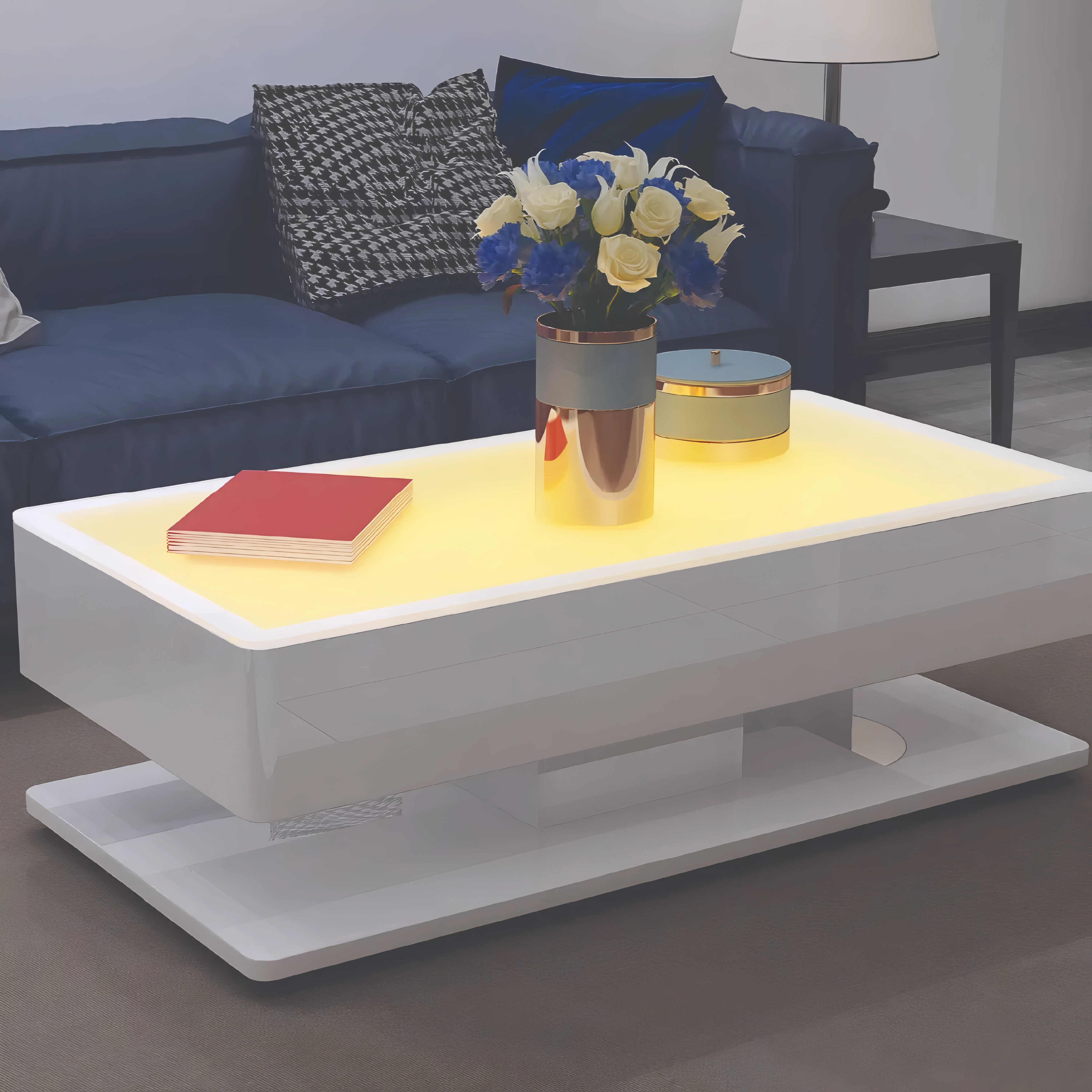 Lumivox – LED Lacquer Coffee Table – White Finish