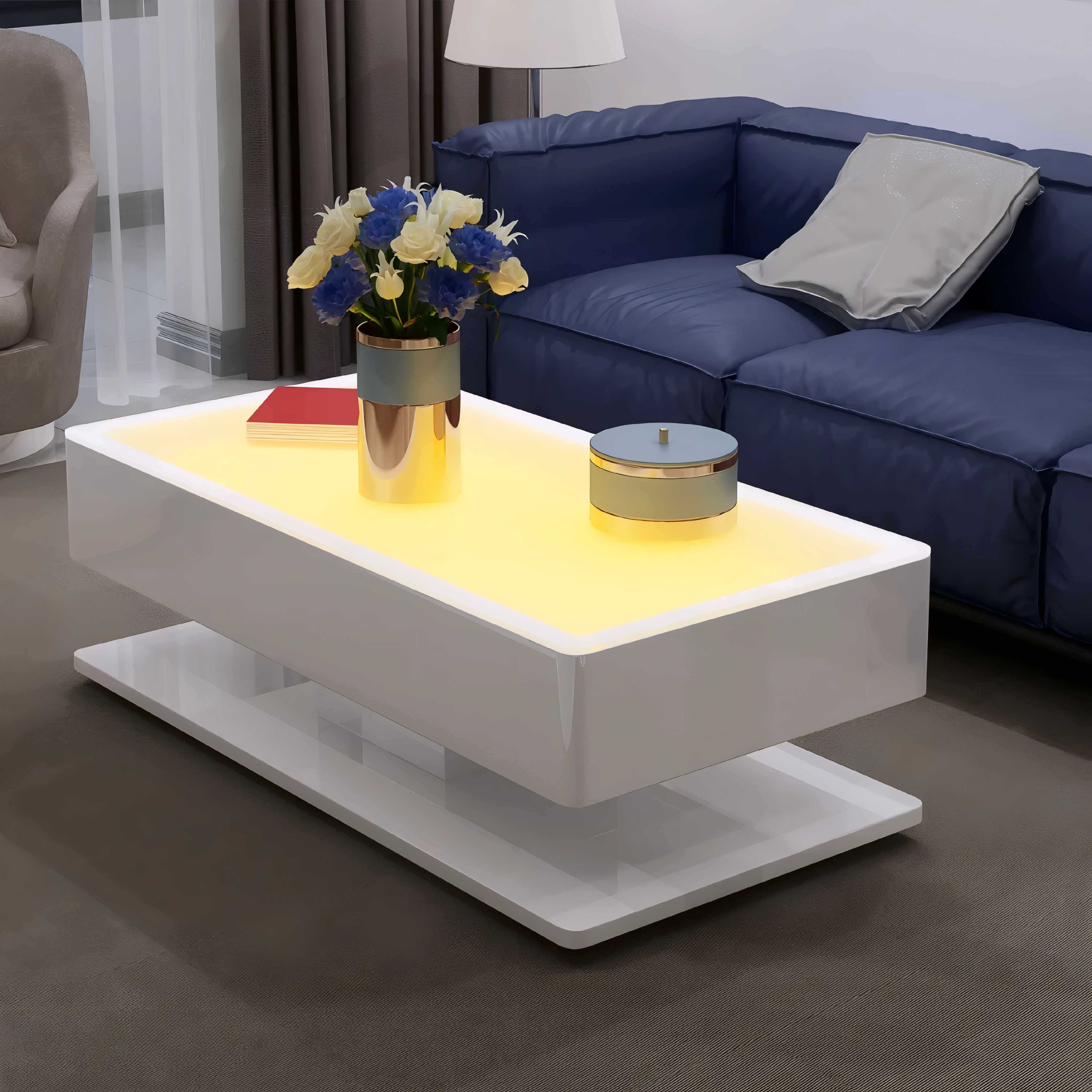 Lumivox – Table basse LED laquée – Finition blanche