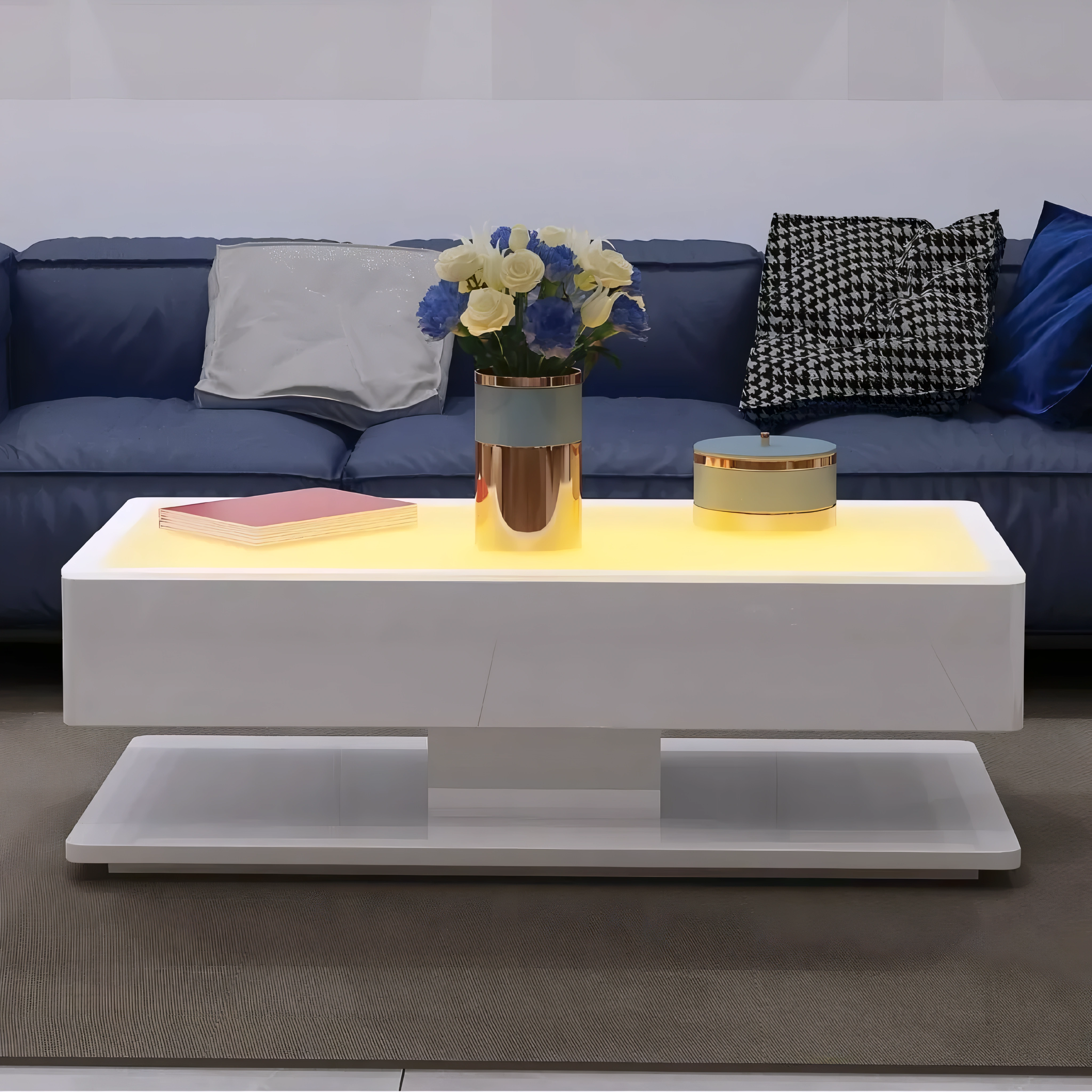 Lumivox – Table basse LED laquée – Finition blanche