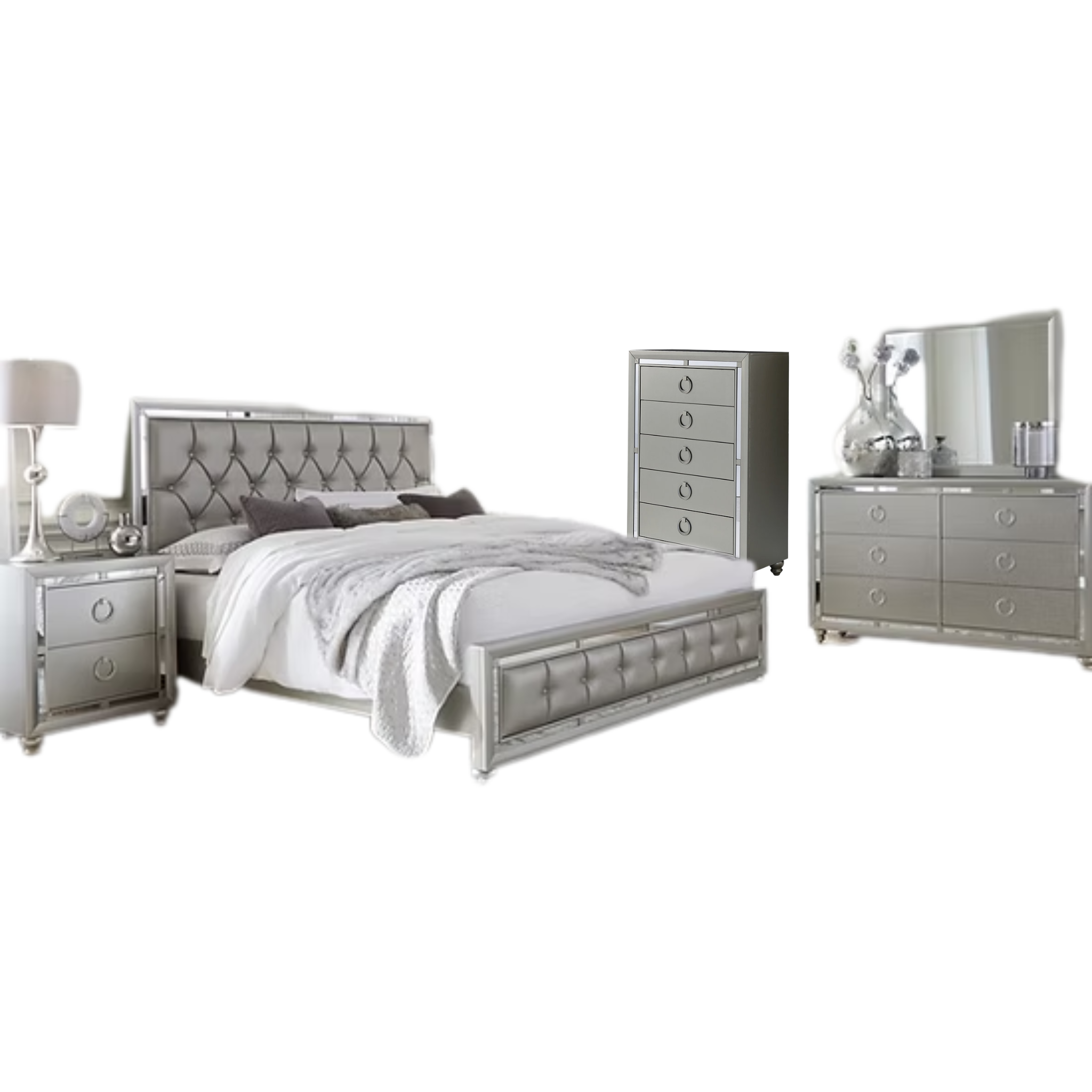Queen Bedroom Set – Luna Silver