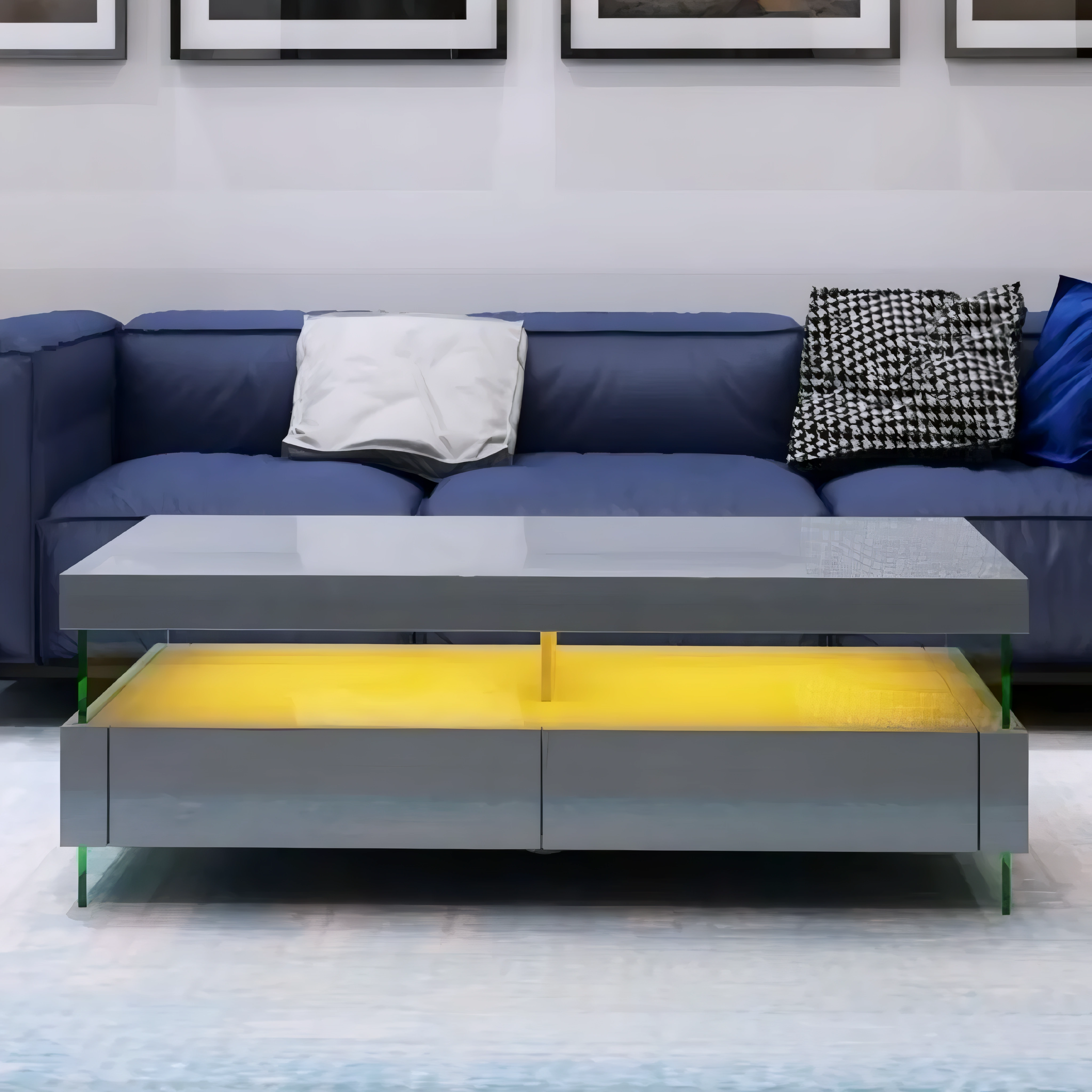 Lunaris – Table basse laquée LED – Finition grise