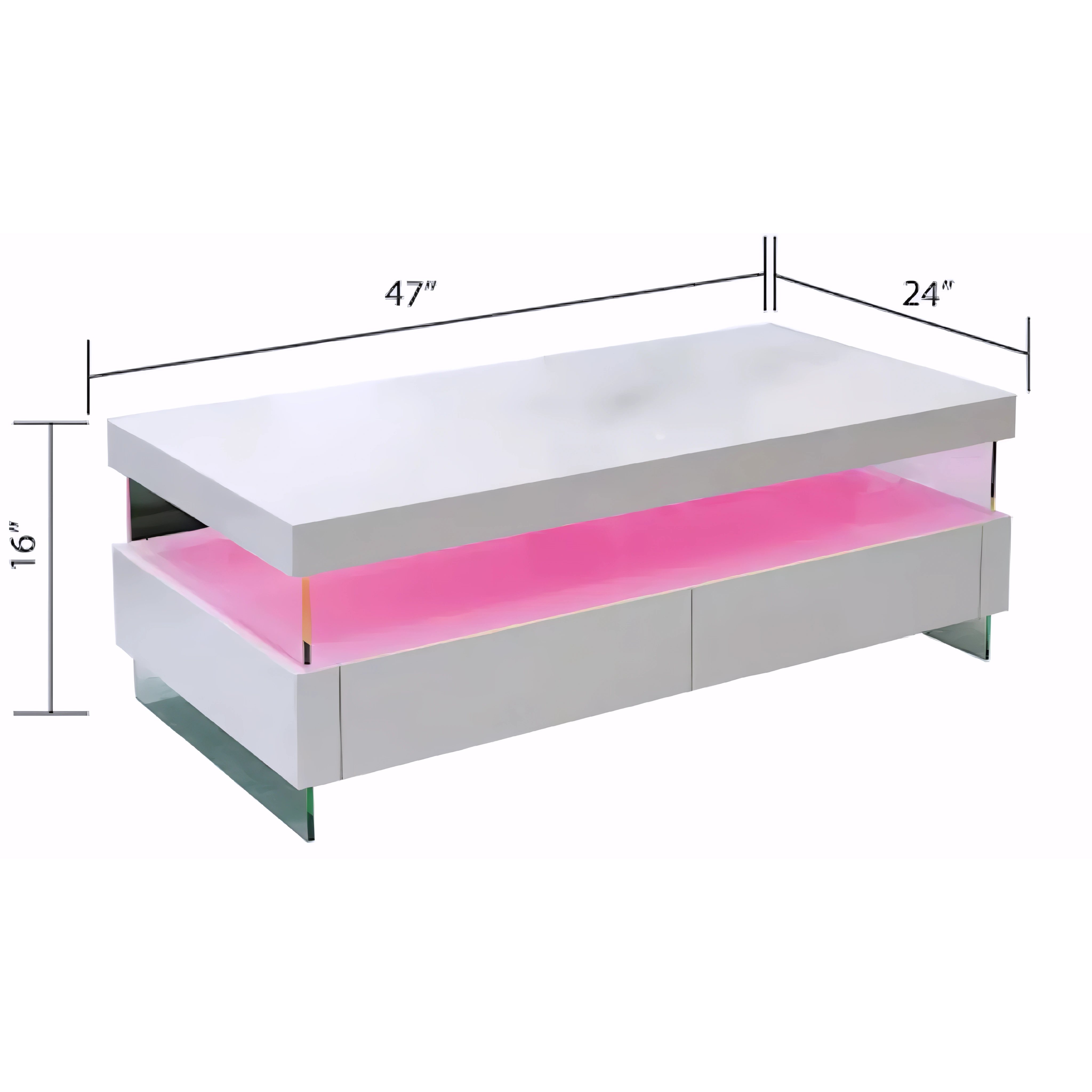 Lunaris – LED Lacquer Coffee Table – White Finish